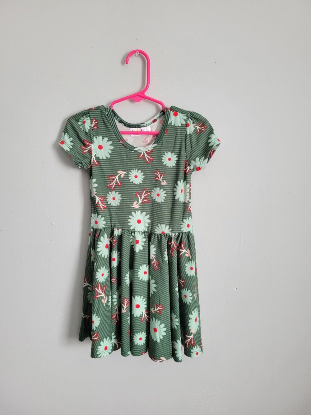 Dot Dot Smile Dress Girl's 2T Toddler Green Flower Twirl Cap Sleeve NWT